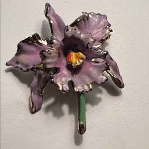 Vintage Purple and Green Floral Brooch
